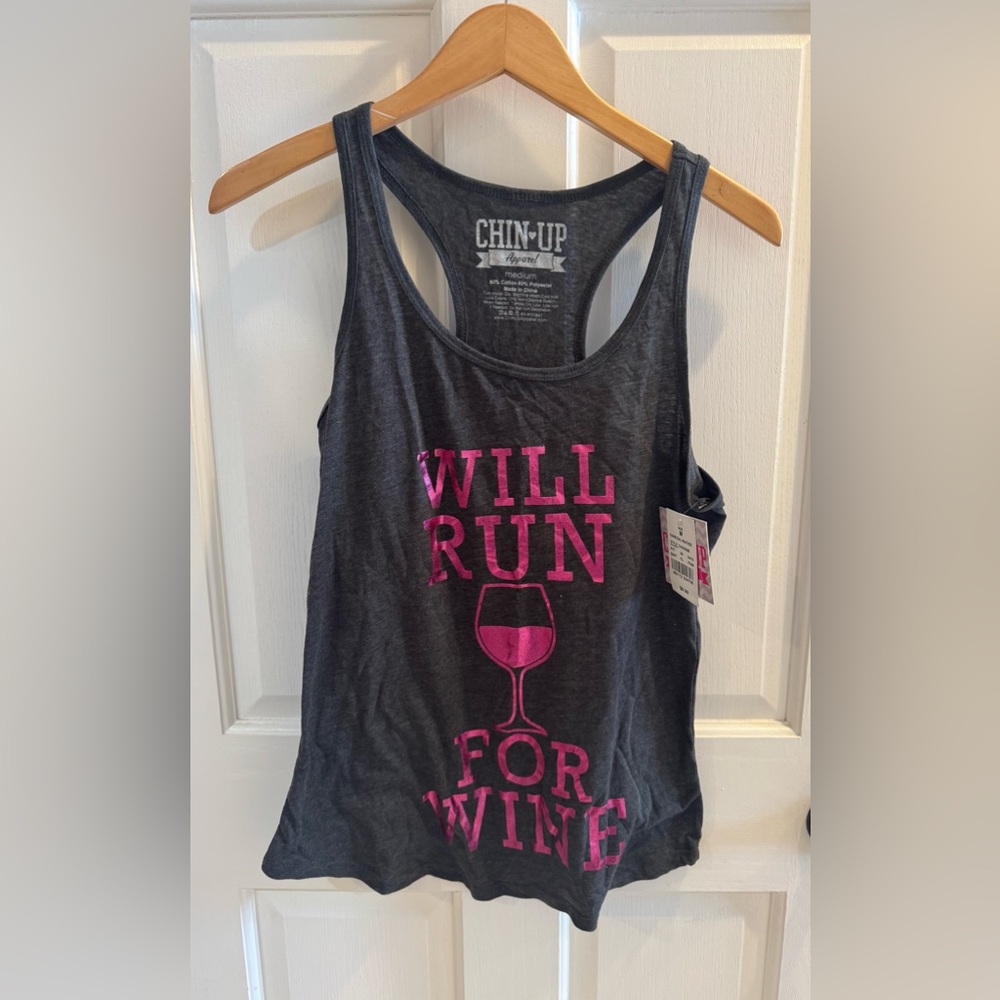 Will Run for Wine Tank, Size Medium, NWT